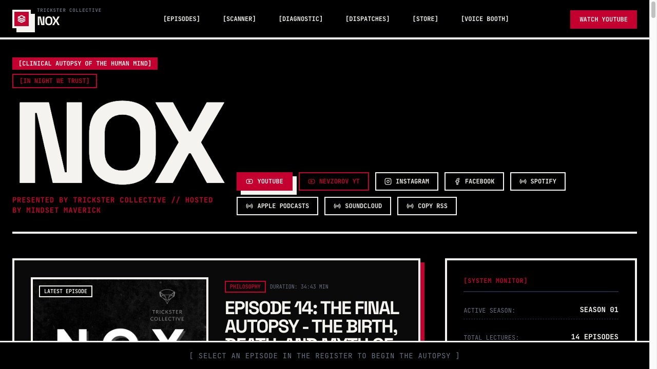 NOX podcast website hero