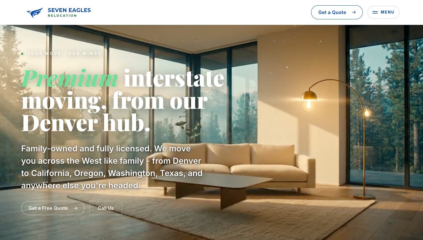 Seven Eagles Relocation website hero